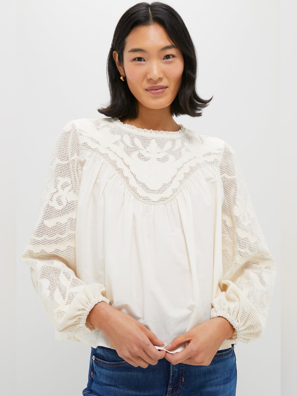 TUCKERNUCK Ivory Patchwork Embroidered Cressida Blouse - size small